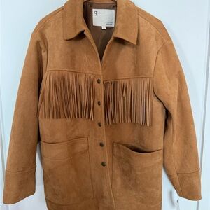 NWT Pilcro Suede Tan Fringe Utility Jacket